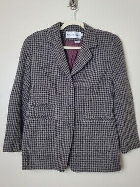 JH Collectibles Vintage Wool Grey Houndstooth Blazer